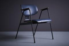 Willy Van der Meeren Pair of dark blue Willy van der Meeren Lounge Chairs in skai Belgium 1950s - 3397563