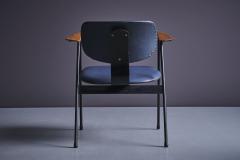 Willy Van der Meeren Pair of dark blue Willy van der Meeren Lounge Chairs in skai Belgium 1950s - 3397570