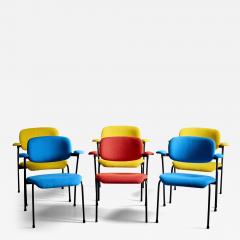 Willy Van der Meeren Willy van der Meeren for Tubax Set of 6 Lounge Chairs in blue red yellow 1950s - 3479932