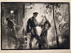 Wilmot Emerton Heitland Romantic Couple In Wartime Paris on Rainy Parisian Night - 2960338