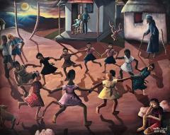 Wilson Bigaud Haitian Surrealism Children in a Swirling Dance - 4742802