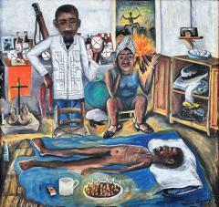 Wilson Bigaud Original Vodou Painting Healing Ceremony - 4600338