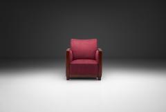 Wine Red Upholstered Art Deco Armchair Europe Mid 20th Century - 4617070