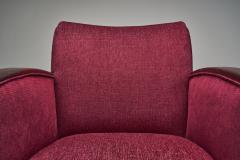 Wine Red Upholstered Art Deco Armchair Europe Mid 20th Century - 4617074