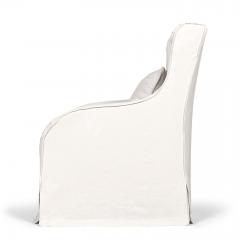 Wingback Armchair Slipcovered in White Linen - 4164030