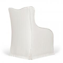 Wingback Armchair Slipcovered in White Linen - 4164032