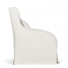 Wingback Armchair Slipcovered in White Linen - 4164033
