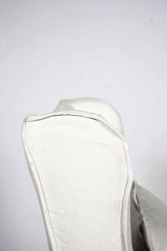 Wingback Armchair Slipcovered in White Linen - 4164034