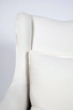 Wingback Armchair Slipcovered in White Linen - 4164035