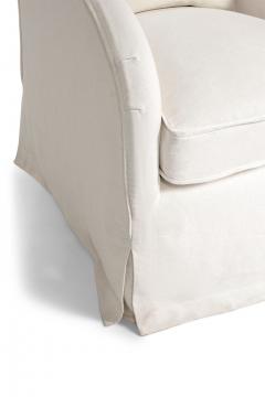 Wingback Armchair Slipcovered in White Linen - 4164036