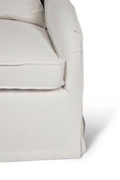 Wingback Armchair Slipcovered in White Linen - 4164037