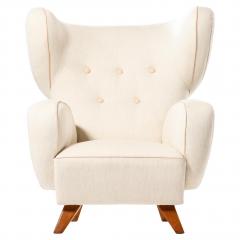 Wingback Easy Chair in Elm and Fabric 1940s - 4523149