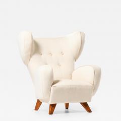 Wingback Easy Chair in Elm and Fabric 1940s - 4523516