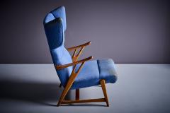 Winged Highback Italian Lounge Chair in the manner of Carlo Molino 1950s - 3397680