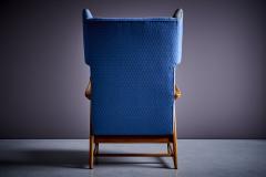 Winged Highback Italian Lounge Chair in the manner of Carlo Molino 1950s - 3397687