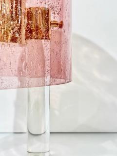 Wireless Italian Dimmable Pink Murano Glass Space Age Gold Brass Table Lamp - 3952931