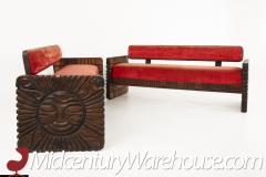 Witco Mid Century Tiki Sofa Bench Pair - 2356508