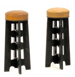Witty pair of alp black sandblasted stools - 1619506