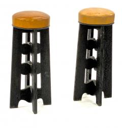 Witty pair of alp black sandblasted stools - 1619509