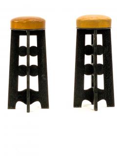 Witty pair of alp black sandblasted stools - 1619513
