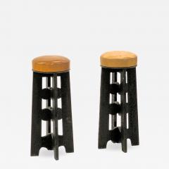 Witty pair of alp black sandblasted stools - 1620548