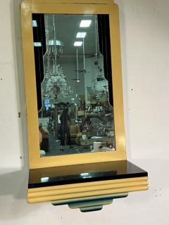 Wolfgang Hoffmann ART DECO WOOD AND REVERSE PAINTED DRAPING MIRROR WITH BAKELITE SHELF - 3624185