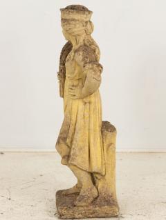 Woman Holding Sheaf of Wheat Concrete Garden Ornament England Mid 20th Century - 3481716