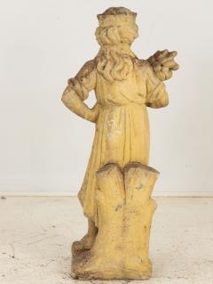 Woman Holding Sheaf of Wheat Concrete Garden Ornament England Mid 20th Century - 3481717