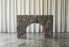 Wonderful Antique Bas Relief Fireplace Surround in Hand Carved Stone - 4803214