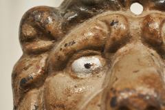 Wonderful Antique Lions Head in Polychrome and Cast Iron on Stand - 4528442