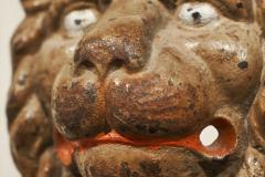 Wonderful Antique Lions Head in Polychrome and Cast Iron on Stand - 4528468