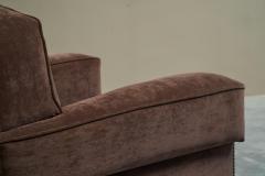 Wonderful Art Deco Lounge Chair in Velvet and Inlaid Wood 1930s - 4608360