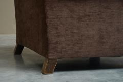 Wonderful Art Deco Lounge Chair in Velvet and Inlaid Wood 1930s - 4608468