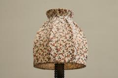 Wonderful Art Deco Table Lamp in Wrought Iron with Floral Shade Belgium 1930s - 4582346