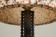 Wonderful Art Deco Table Lamp in Wrought Iron with Floral Shade Belgium 1930s - 4582365
