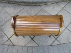 Wonderful Danish Modern Teak Cylindrical Roll Top Sewing Caddy Basket - 1760238