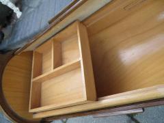Wonderful Danish Modern Teak Cylindrical Roll Top Sewing Caddy Basket - 1760239