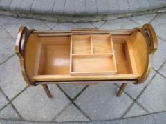 Wonderful Danish Modern Teak Cylindrical Roll Top Sewing Caddy Basket - 1760240