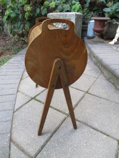 Wonderful Danish Modern Teak Cylindrical Roll Top Sewing Caddy Basket - 1760249