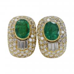 Wonderful David Webb Emerald and Diamond Earrings - 1648220