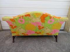 Wonderful Flowered Linen Chippendale Style Camelback Loveseat Sofa Midcentury - 1550539