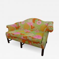 Wonderful Flowered Linen Chippendale Style Camelback Loveseat Sofa Midcentury - 1552823