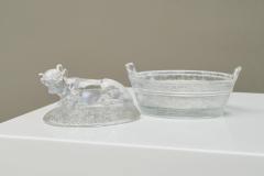 Wonderful Lidded Box with Cow in Glass Mid 20th Century - 4677168