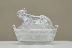 Wonderful Lidded Box with Cow in Glass Mid 20th Century - 4677174