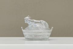 Wonderful Lidded Box with Cow in Glass Mid 20th Century - 4677183