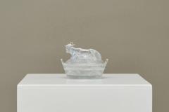 Wonderful Lidded Box with Cow in Glass Mid 20th Century - 4677194
