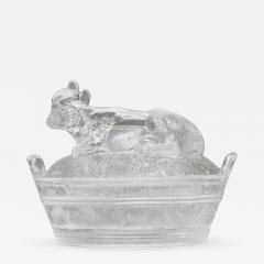 Wonderful Lidded Box with Cow in Glass Mid 20th Century - 4682440