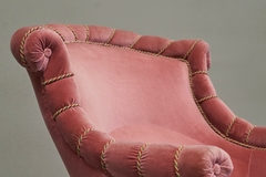 Wonderful Lounge Chair in Pink Velvet Late 19th Century - 4803398