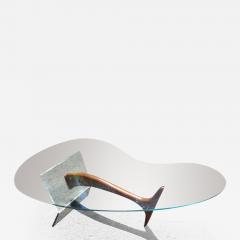Wonderful Lucite Sculptural Walnut Coffee Table Midcentury - 1535566