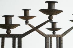 Wonderful Pair of Art Deco Candle Holders in Wrought Iron and Stone 1930s - 4468474
